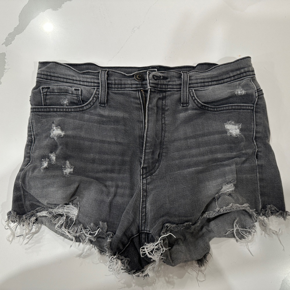 High waisted black ripped jeans shorts